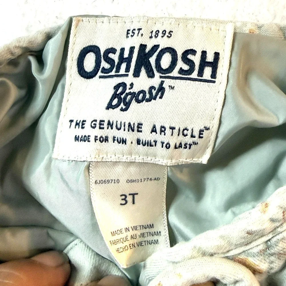 VTG OshKosh B'gosh Jacket Girls 3T Green Quilted Floral Lined Y2K Cottagecore